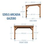 Backyard Discovery Arcadia 12ft x 9.5ft Cedar Gazebo Slope Roof with PowerPort